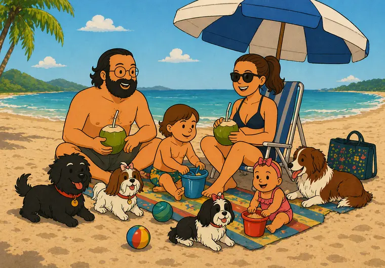 Ilustração da família reunida